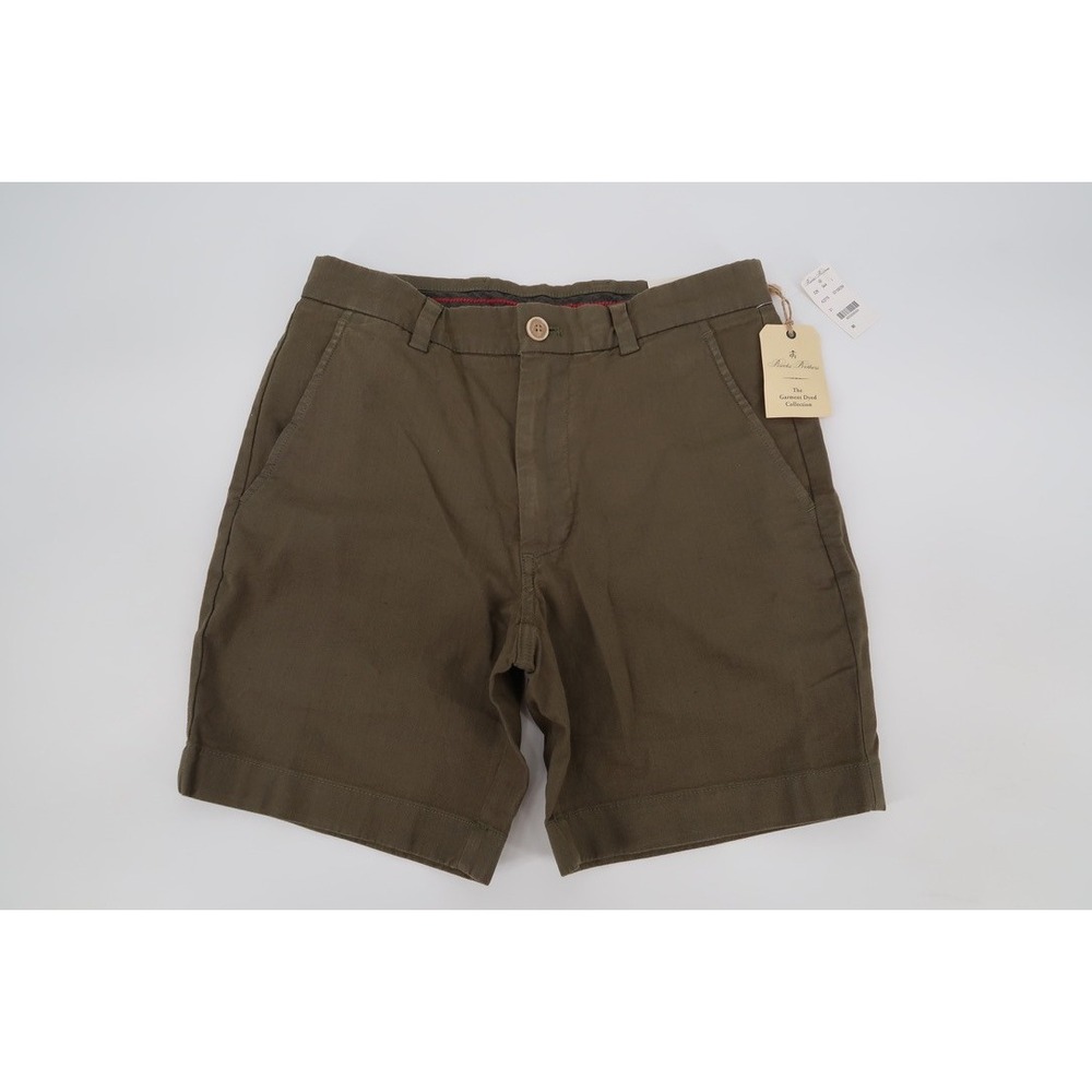 Brooks Brothers Red Fleece Shorts Mens 30 Linen Cotton 7" Chino Garment Dyed New